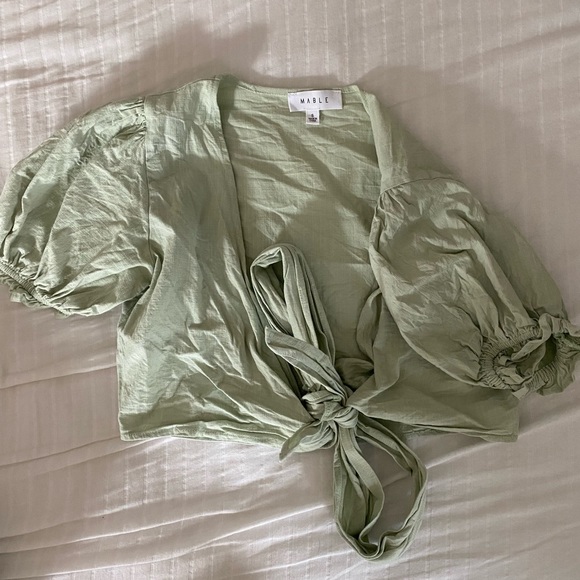 Light Green Tie Top - Picture 2 of 2